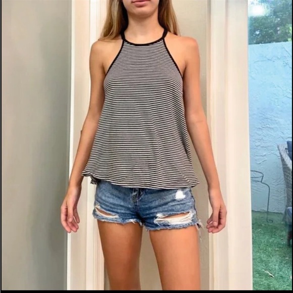 Billabong Black & white striped Knit Racerback Tank Top in size Medium - Picture 4 of 9